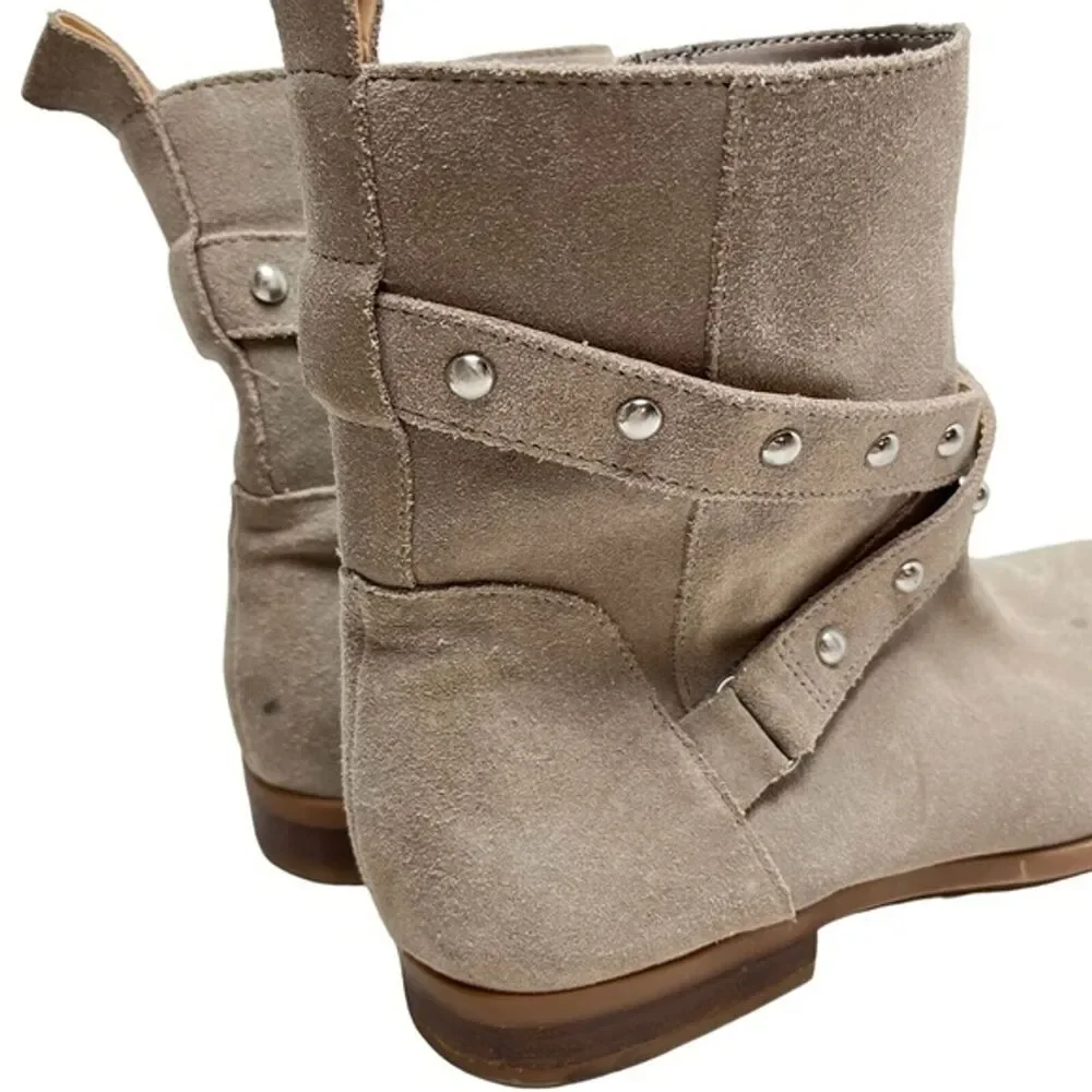 SOLE SOCIETY Taupe BELVANNE Genuine Leather Suede Ankle Boots Booties Shoes sz 8